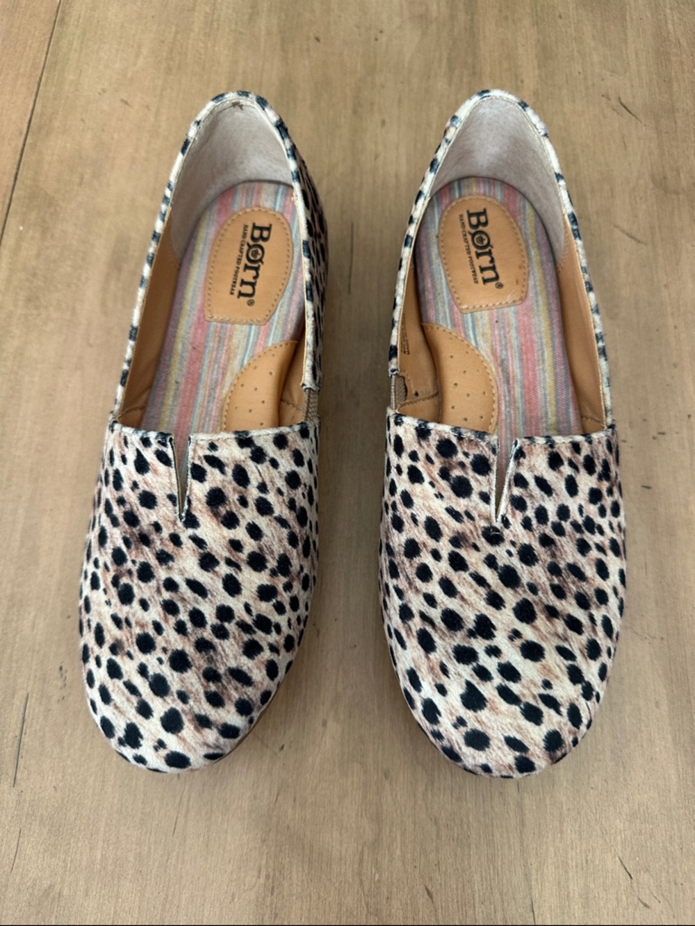 Born Leopard-Print Slip-On Flats - Beige, Black & Tan